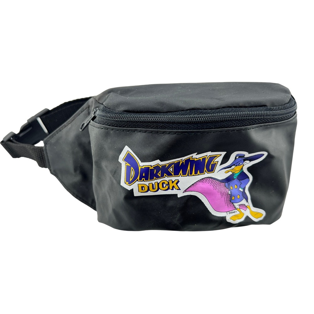 Vtg Fanny Pack Darkwing Duck Black Vinyl 90s Small Disney Afternoon